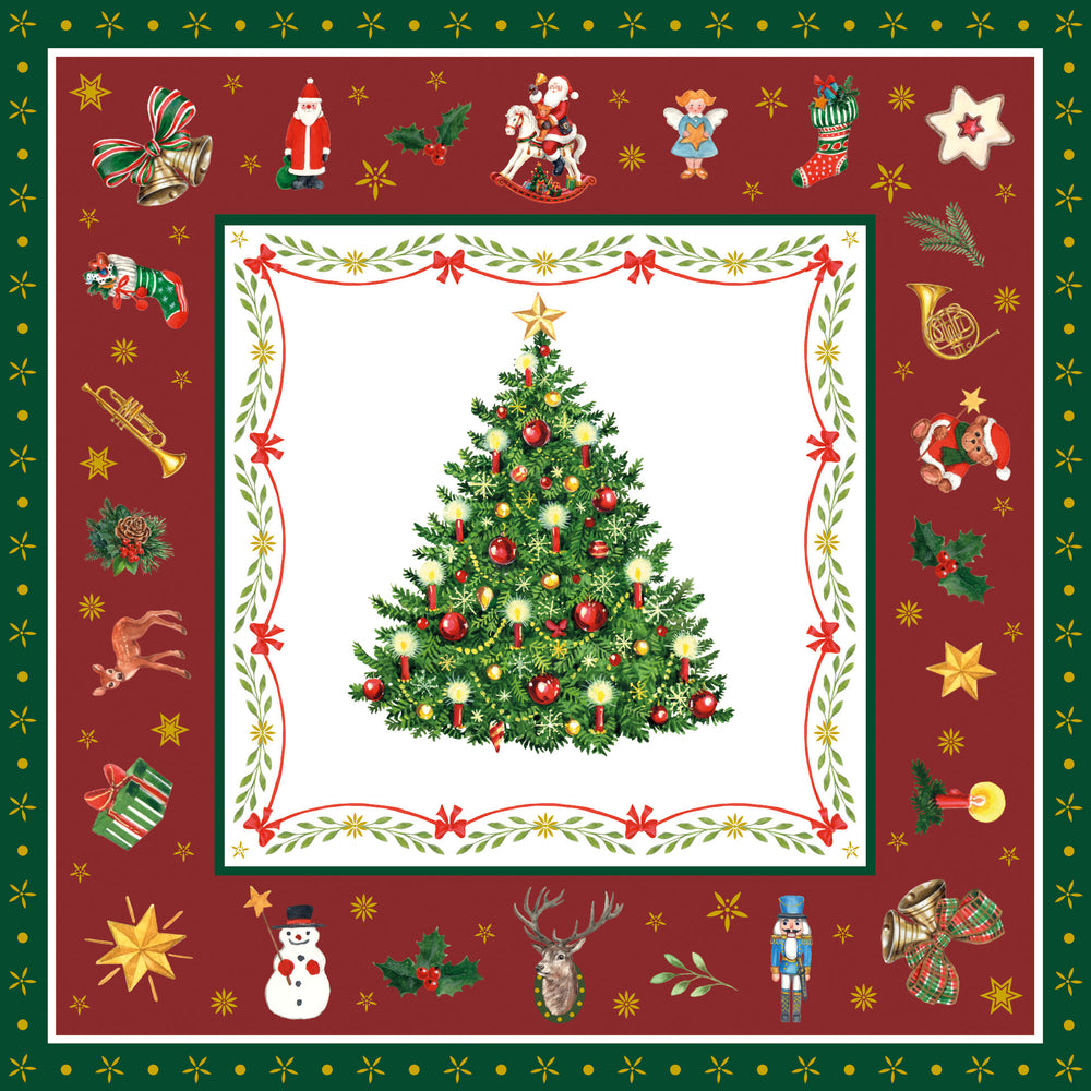 Lunch Napkin - Christmas Evergreen RED